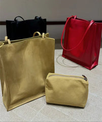 Luxury Leather Tote Bag, Lightweight Minimalist Shopper Bag for Women | Premium Lambskin, Cowhide & Suede Bag | Designer-Inspired Shoulder Bag