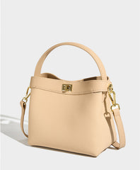 Luxury Pebble Leather Handbags | Genuine Cowhide Small Shoulder Bucket Bag | Crossbody & Top Handle Purse for Women