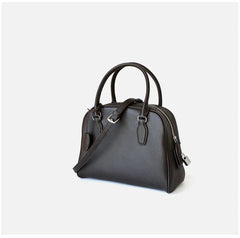 Luxury Pebbled Cowhide Leather Bowling Bag with Lock | Women’s Commuter Tote, Shoulder & Crossbody Handbag