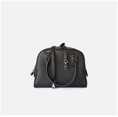 Luxury Pebbled Cowhide Leather Bowling Bag with Lock | Women’s Commuter Tote, Shoulder & Crossbody Handbag