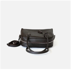 Luxury Pebbled Cowhide Leather Bowling Bag with Lock | Women’s Commuter Tote, Shoulder & Crossbody Handbag