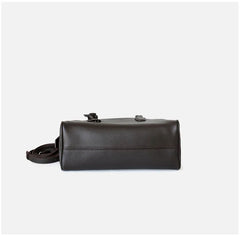 Luxury Pebbled Cowhide Leather Bowling Bag with Lock | Women’s Commuter Tote, Shoulder & Crossbody Handbag