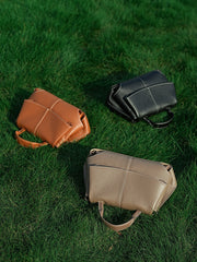 Luxury Pebbled Cowhide Leather Crossbody Bag, Minimalist Crossbody for Women, Lightweight Shoulder Satchel