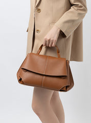 Luxury Pebbled Cowhide Leather Crossbody Bag, Minimalist Crossbody for Women, Lightweight Shoulder Satchel