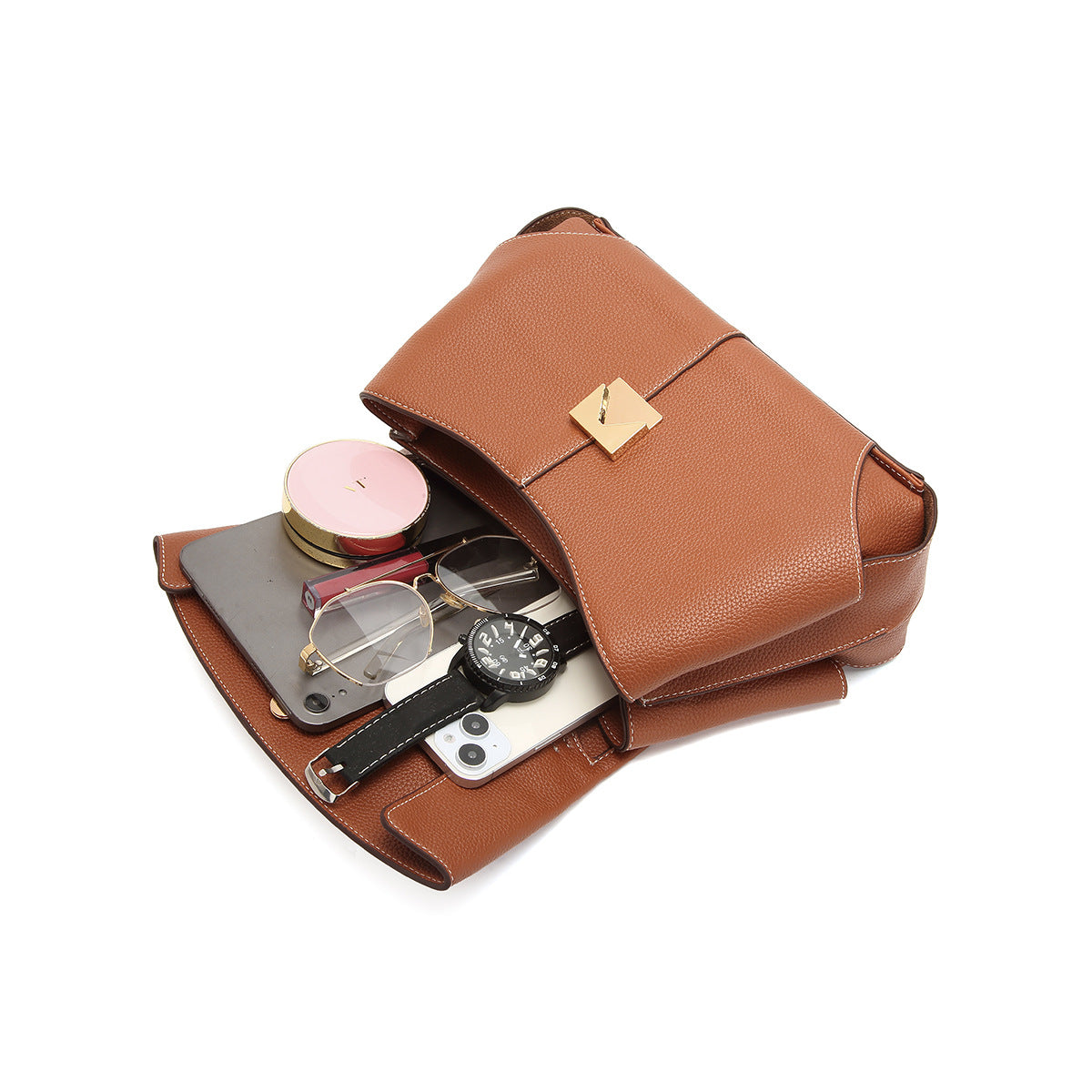 Luxury High Quality Pebbled Cowhide Leather Crossbody Bag, Minimalist Crossbody for Women, Lightweight Shoulder Satchel
