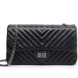 Luxury Quilted Genuine Leather Chain Shoulder Bag – Classic Small Flap Bag with Snake Pattern, Elegant Crossbody & Handbag