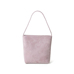 Luxury Suede Leather Shoulder Bucket Bag | Soft Sheepskin Suede Crossbody Purse