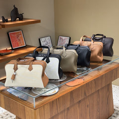 Luxury Taurillon Clemence Boston Commuter Tote Bag, Large Calf Leather Leather Handbag & Shoulder Bag for Women