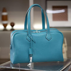 Luxury Taurillon Clemence Boston Commuter Tote Bag, Large Calf Leather Leather Handbag & Shoulder Bag for Women