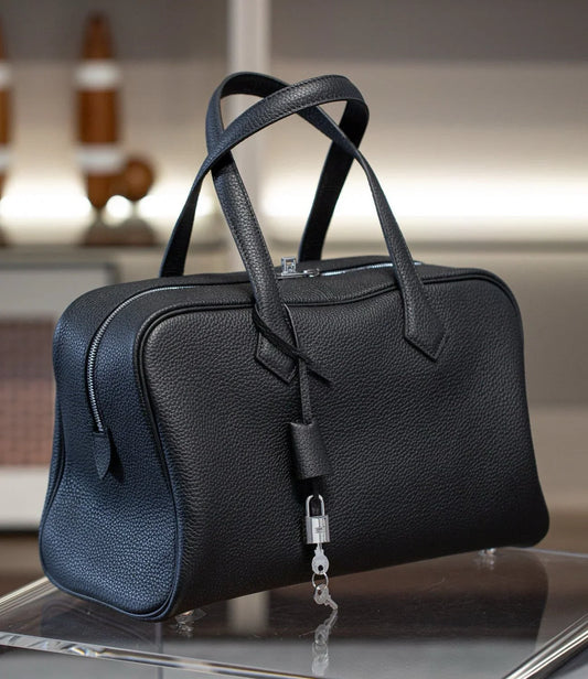 Luxury Taurillon Clemence Boston Commuter Tote Bag, Large Calf Leather Leather Handbag & Shoulder Bag for Women