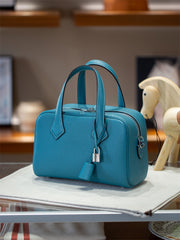 Luxury Taurillon Clemence Leather Boston Shoulder Bag, Calf Leather Leather Handbag & Shoulder Bag for Women