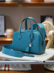 Luxury Taurillon Clemence Leather Boston Shoulder Bag, Calf Leather Leather Handbag & Shoulder Bag for Women