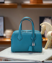 Luxury Taurillon Clemence Leather Boston Shoulder Bag, Calf Leather Leather Handbag & Shoulder Bag for Women