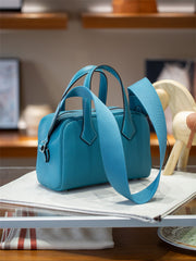 Luxury Taurillon Clemence Leather Boston Shoulder Bag, Calf Leather Leather Handbag & Shoulder Bag for Women