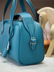 Luxury Taurillon Clemence Leather Boston Shoulder Bag, Calf Leather Leather Handbag & Shoulder Bag for Women