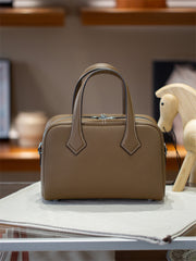 Luxury Taurillon Clemence Leather Boston Shoulder Bag, Calf Leather Leather Handbag & Shoulder Bag for Women