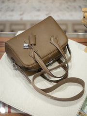 Luxury Taurillon Clemence Leather Boston Shoulder Bag, Calf Leather Leather Handbag & Shoulder Bag for Women