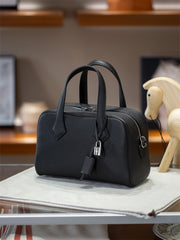 Luxury Taurillon Clemence Leather Boston Shoulder Bag, Calf Leather Leather Handbag & Shoulder Bag for Women