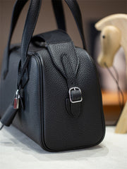 Luxury Taurillon Clemence Leather Boston Shoulder Bag, Calf Leather Leather Handbag & Shoulder Bag for Women