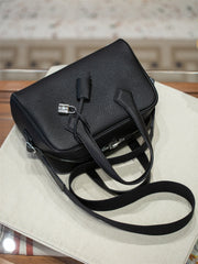 Luxury Taurillon Clemence Leather Boston Shoulder Bag, Calf Leather Leather Handbag & Shoulder Bag for Women
