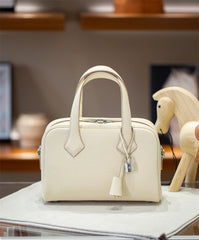 Luxury Taurillon Clemence Leather Boston Shoulder Bag, Calf Leather Leather Handbag & Shoulder Bag for Women