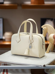 Luxury Taurillon Clemence Leather Boston Shoulder Bag, Calf Leather Leather Handbag & Shoulder Bag for Women