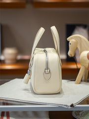 Luxury Taurillon Clemence Leather Boston Shoulder Bag, Calf Leather Leather Handbag & Shoulder Bag for Women