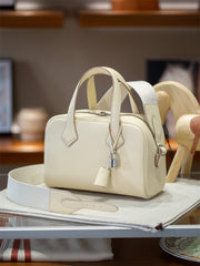 Luxury Taurillon Clemence Leather Boston Shoulder Bag, Calf Leather Leather Handbag & Shoulder Bag for Women