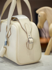 Luxury Taurillon Clemence Leather Boston Shoulder Bag, Calf Leather Leather Handbag & Shoulder Bag for Women