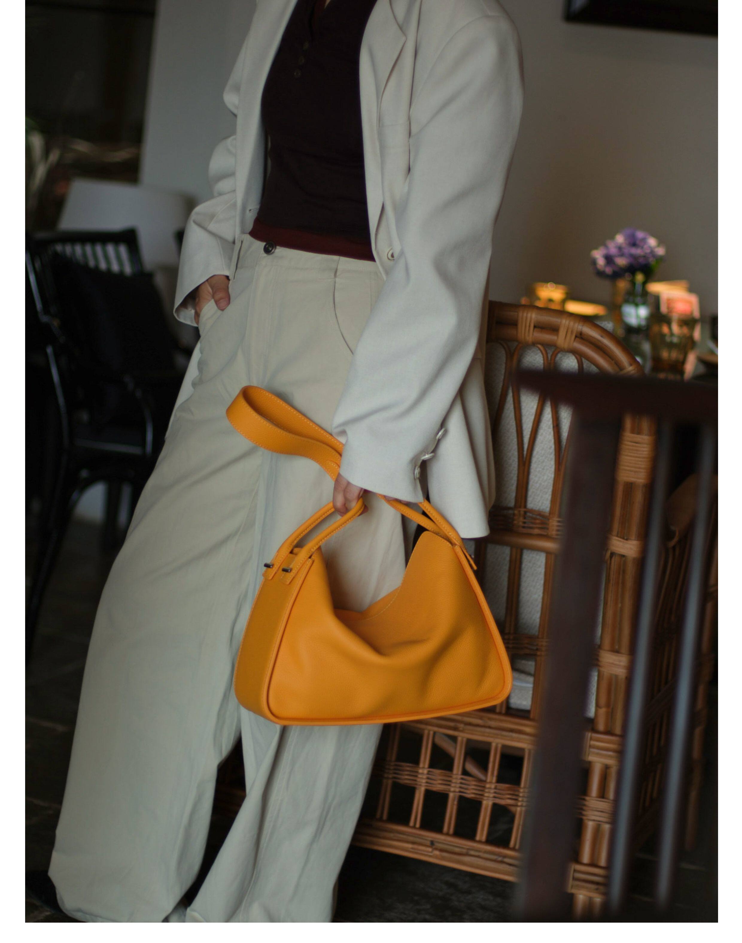 Luxury Togo Calfskin Leather Pillow Bag |  Minimalist Slouchy Crossbody & Shoulder Bag | 2026 Designer Collection