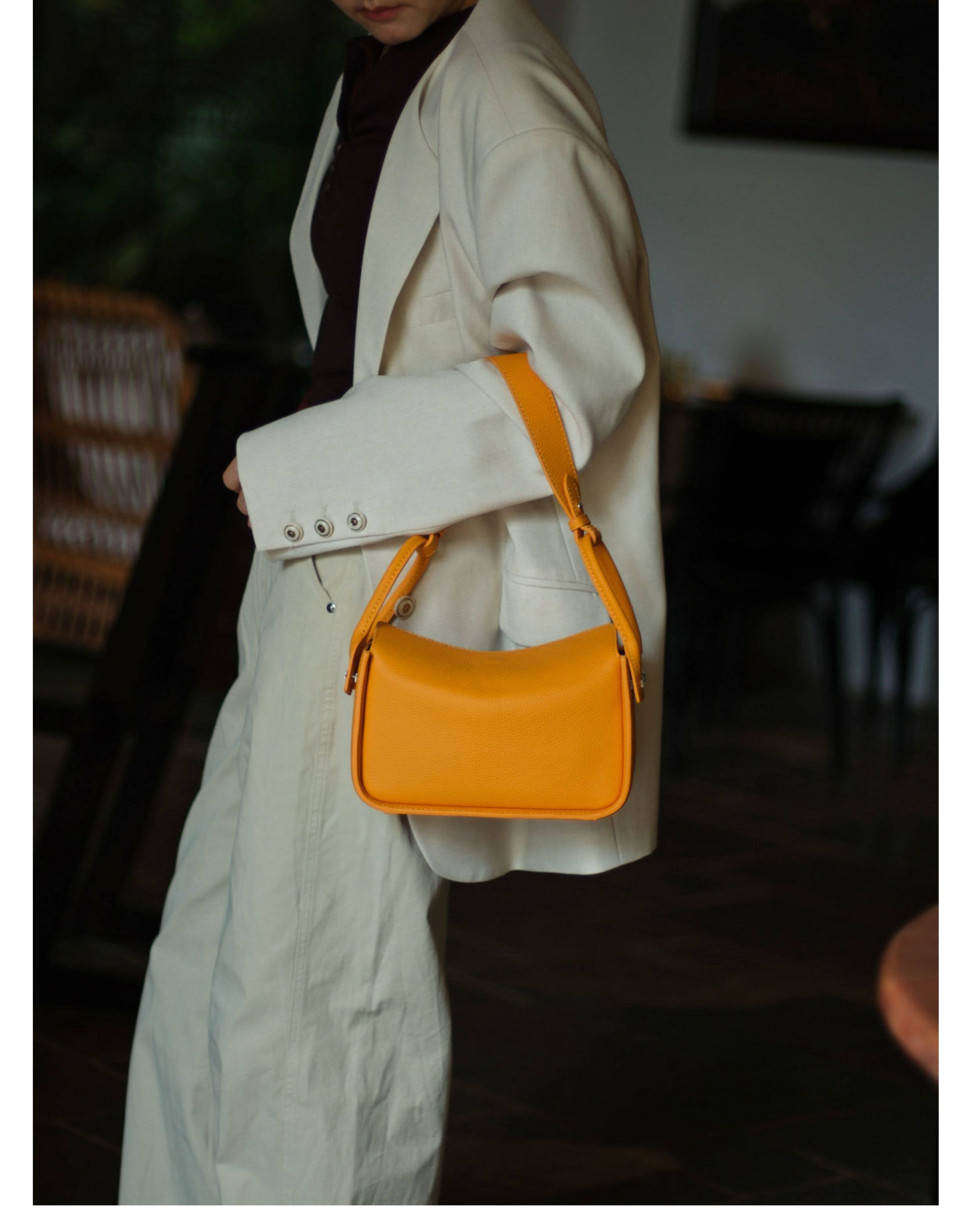 Luxury Togo Calfskin Leather Pillow Bag |  Minimalist Slouchy Crossbody & Shoulder Bag | 2026 Designer Collection