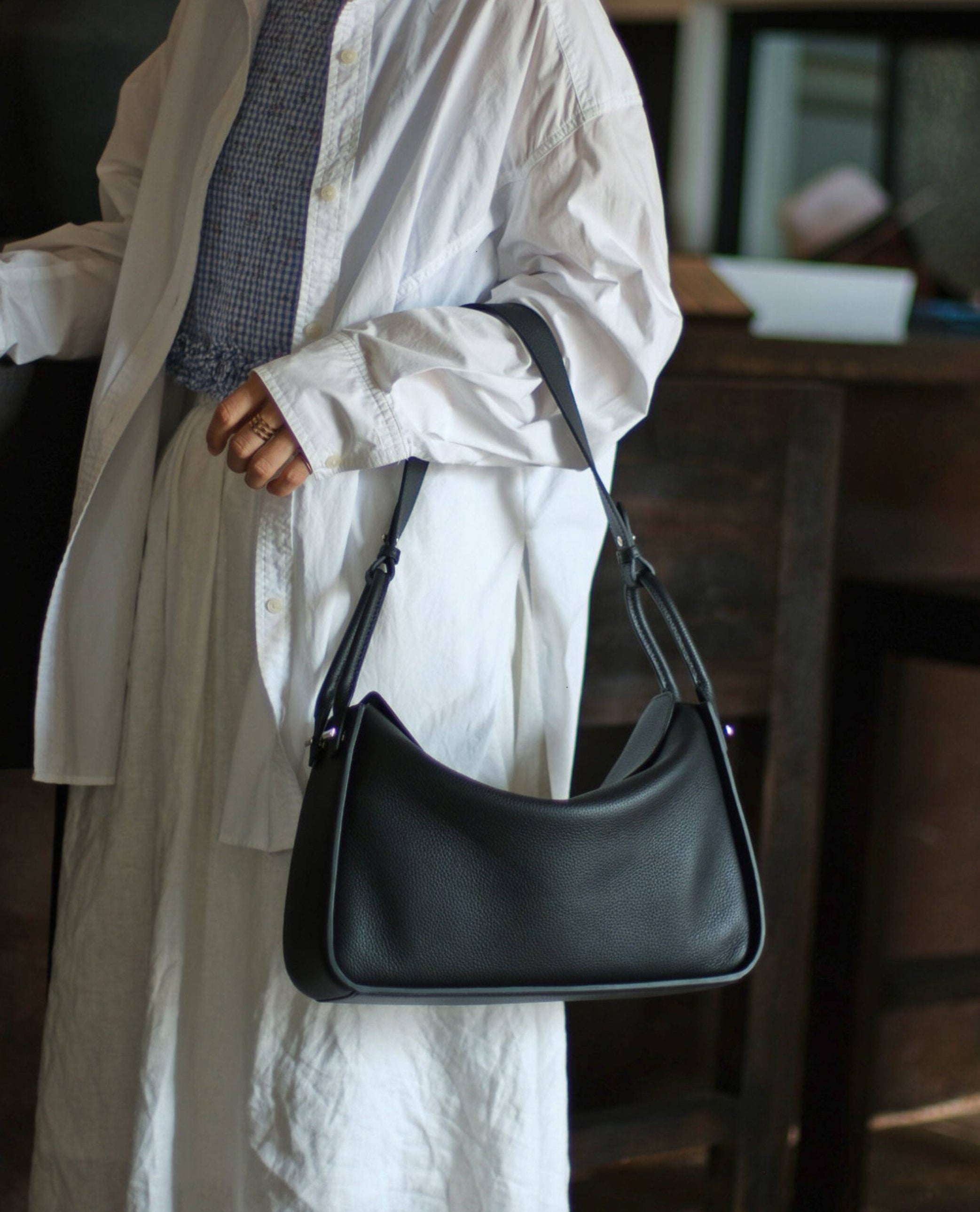 Luxury Togo Calfskin Leather Pillow Bag |  Minimalist Slouchy Crossbody & Shoulder Bag | 2026 Designer Collection