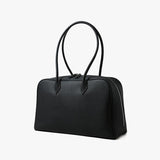 Luxury Togo Genuine Leather Boston Tote Bag for Women, Designer-Inspired Bowling Style, Large Laptop Commuter Bag