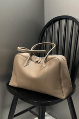 Luxury Togo Genuine Leather Boston Tote Bag for Women, Designer-Inspired Bowling Style, Large Laptop Commuter Bag