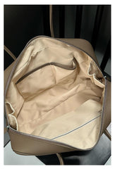 Luxury Togo Genuine Leather Boston Tote Bag for Women, Designer-Inspired Bowling Style, Large Laptop Commuter Bag