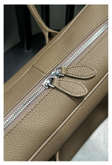 Luxury Togo Genuine Leather Boston Tote Bag for Women, Designer-Inspired Bowling Style, Large Laptop Commuter Bag
