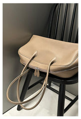 Luxury Togo Genuine Leather Boston Tote Bag for Women, Designer-Inspired Bowling Style, Large Laptop Commuter Bag