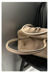 Luxury Togo Genuine Leather Boston Tote Bag for Women, Designer-Inspired Bowling Style, Large Laptop Commuter Bag