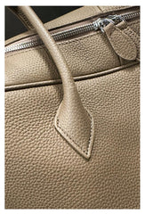 Luxury Togo Genuine Leather Boston Tote Bag for Women, Designer-Inspired Bowling Style, Large Laptop Commuter Bag