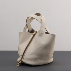 Luxury Togo Leather Bucket Bag for Women, Hand-Painted Colour Block Horse Design, Designer Crossbody Shoulder Bag, Daily Must-Have Handbag