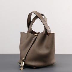 Luxury Togo Leather Bucket Bag for Women, Hand-Painted Colour Block Horse Design, Designer Crossbody Shoulder Bag, Daily Must-Have Handbag