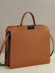 Luxury Togo Leather Structured Brief Tote, Unisex Shoulder Bag & Handbag, Laptop Bag