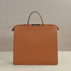 Luxury Togo Leather Structured Brief Tote, Unisex Shoulder Bag & Handbag, Laptop Bag