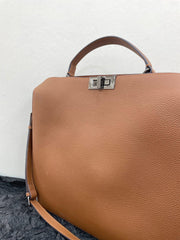 Luxury Togo Leather Structured Brief Tote, Unisex Shoulder Bag & Handbag, Laptop Bag