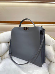 Luxury Togo Leather Structured Brief Tote, Unisex Shoulder Bag & Handbag, Laptop Bag