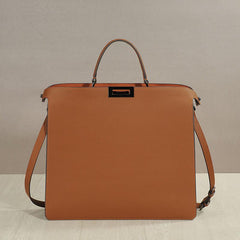 Luxury Togo Leather Structured Brief Tote, Unisex Shoulder Bag & Handbag, Laptop Bag