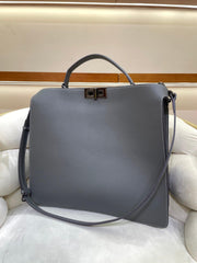 Luxury Togo Leather Structured Brief Tote, Unisex Shoulder Bag & Handbag, Laptop Bag