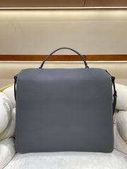 Luxury Togo Leather Structured Brief Tote, Unisex Shoulder Bag & Handbag, Laptop Bag