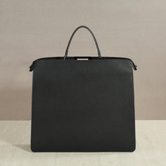 Luxury Togo Leather Structured Brief Tote, Unisex Shoulder Bag & Handbag, Laptop Bag