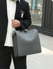 Luxury Togo Leather Structured Brief Tote, Unisex Shoulder Bag & Handbag, Laptop Bag